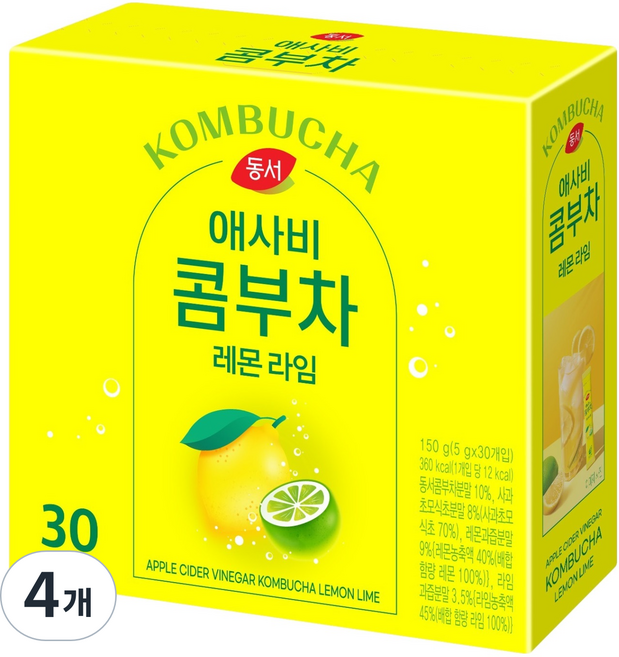 동서 애사비 콤부차 레몬라임, 5g, 30개입, 4개