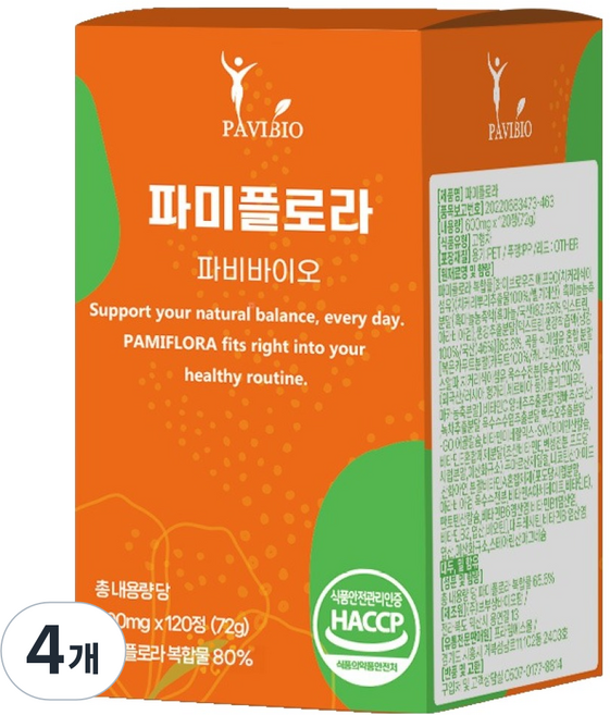 파비바이오 파미플로라 72g, 4개, 120정