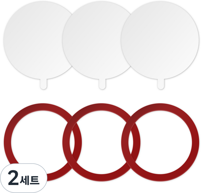 제이엔 맥세이프 호환 자석스티커 3개+보호필름 3개, 레드, 2세트