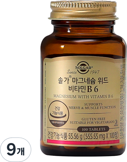 솔가 마그네슘 위드 비타민 B6, 100정, 9개