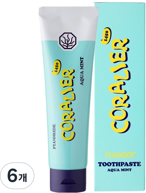 코랄리에 코랄칼슘 고불소 치약 아쿠아민트, 180g, 6개