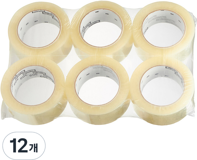 스카치 쓰리엠 309 아크릴 박스 테이프 48mm x 50m 투명, 12개