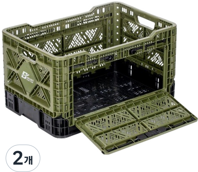 빅앤트 앞문오픈형 폴딩박스, 올리브, 1단, 2개