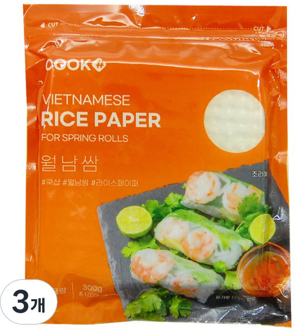 월남쌈 라이스페이퍼 사각, 300g, 3개