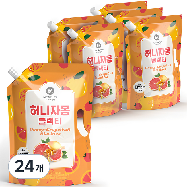 맥널티커피 허니 자몽 블랙티 대용량 파우치, 1L, 24개