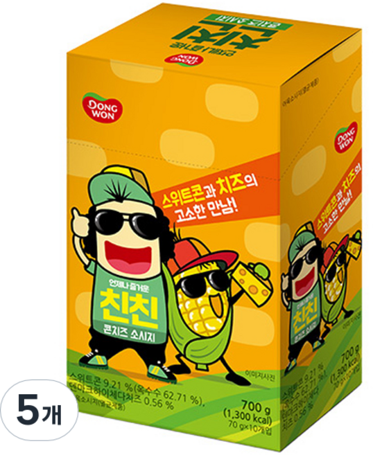 동원 친친 콘치즈 소시지 10p, 5개, 700g