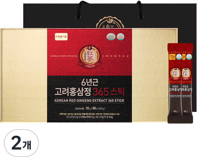 정원삼 6년근 고려홍삼정 365스틱 50p, 500g, 2개