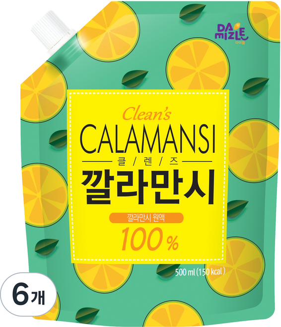 다미즐 클렌즈 깔라만시 농축액 파우치, 500ml, 6개