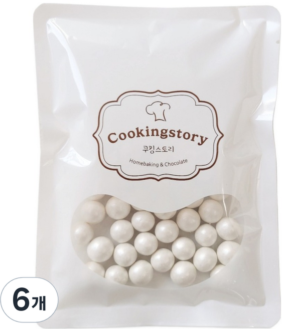 쿠킹스토리 럭스 펄 초콜릿 장식물 펄화이트, 50g, 6개