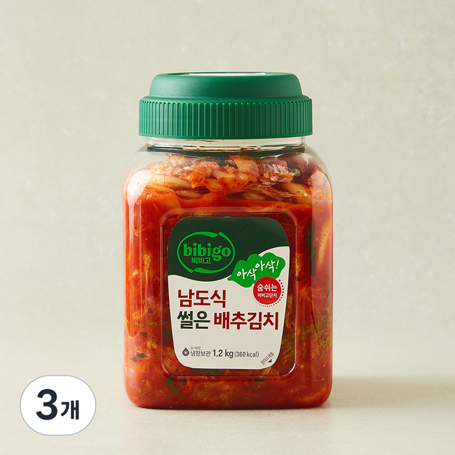 비비고 남도식 썰은 배추김치, 1.2kg, 3개