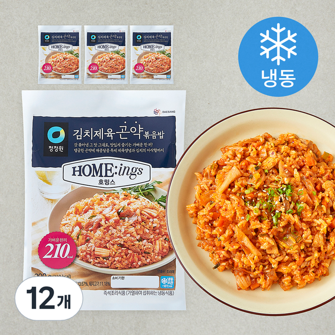 청정원 호밍스 김치제육 곤약볶음밥 (냉동), 200g, 12개