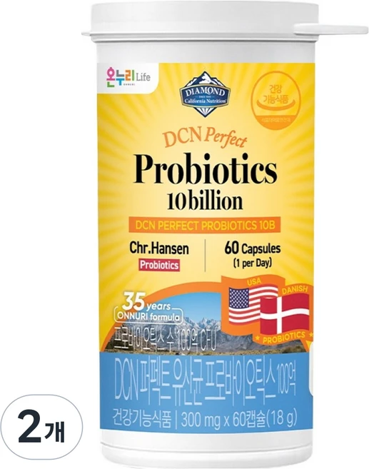 다이아몬드캘리포니아뉴트리션 DCN 퍼펙트 프로바이오틱스 100억 유산균 18g, 2개, 60정 - 쿠팡