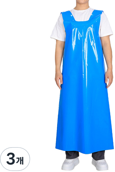 TIS 작업용 TPU 비브 롱 앞치마, 블루, 3개