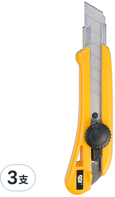 SDI 手牌 新銳強力鎖大美工刀 日本特殊鋼SK2 + Cr刀片, 黃色, 3支