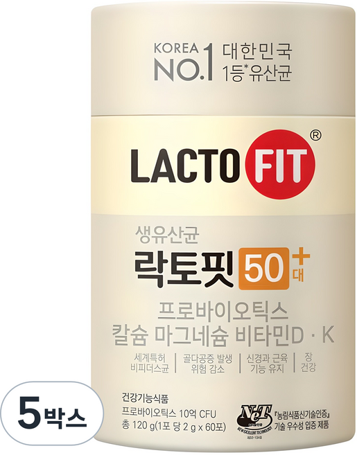 Chong Kun Dang 鍾根堂 LACTO-FIT 益生菌粉 50歲以上適用 60條入, 120g, 5盒