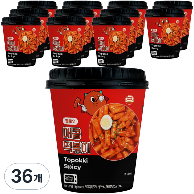 멜로우빈 레리 매운 떡볶이, 115g, 36개