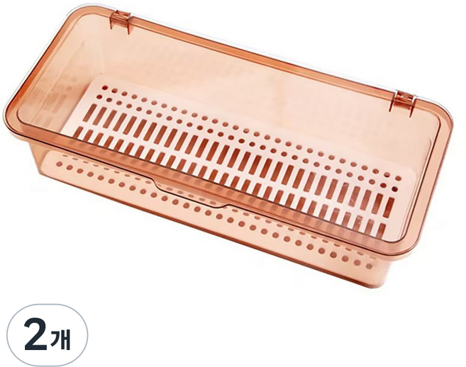 서랍 정리 뚜껑형 주방 수저통, 브라운, 2개