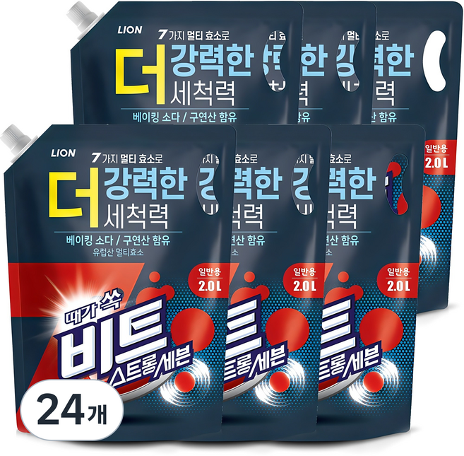 비트 스트롱 세븐 일반용 액상세제 리필, 2L, 24개