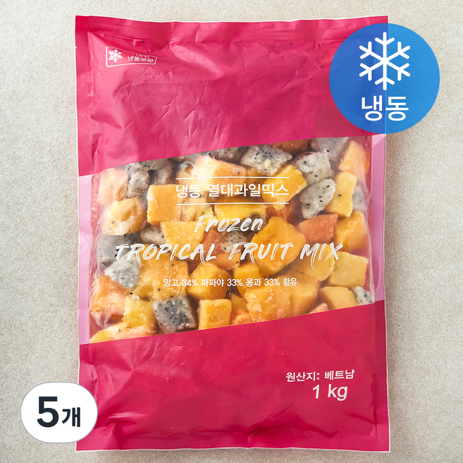 열대과일 3종 믹스 (냉동), 1kg, 5개