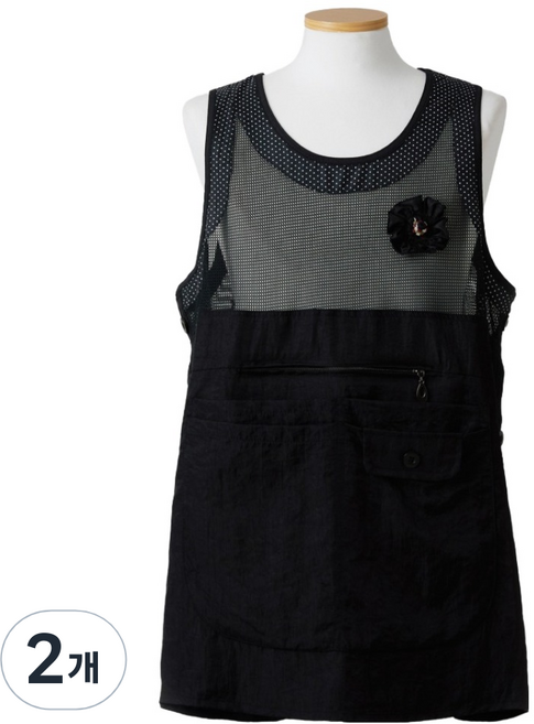 로사홈 양면 망사 앞치마 L, 검정, 2개