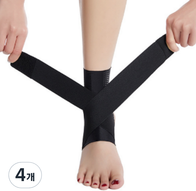 던핏 고탄력 소프트 발목 보호대, 4개, 블랙