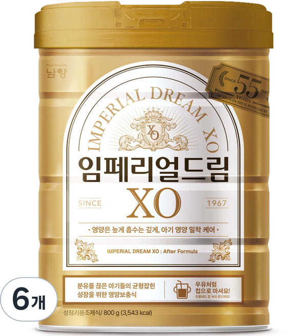 임페리얼드림XO 에프터 포뮬러 분유, 800g, 6개