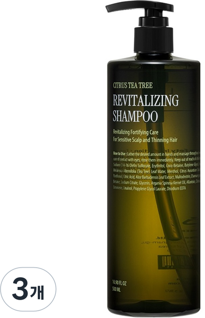 커리쉴 리바이탈라이징 샴푸 시트러스 티트리, 500ml, 3개
