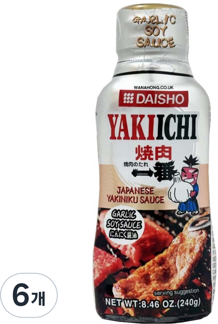 다이쇼 야키이치 야키니쿠 마늘간장 소스, 6개, 240ml