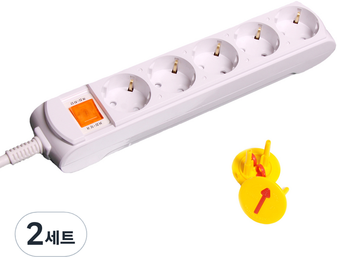 거성산업 통합절전형 멀티탭 5구 GS-C16A5 + 안전커버 2p 랜덤 발송, 1.5m, 혼합색상, 2세트