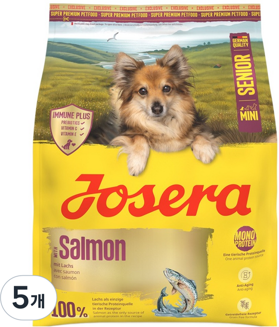 요세라 시니어 강아지 미니 건식사료, 연어, 900g, 5개