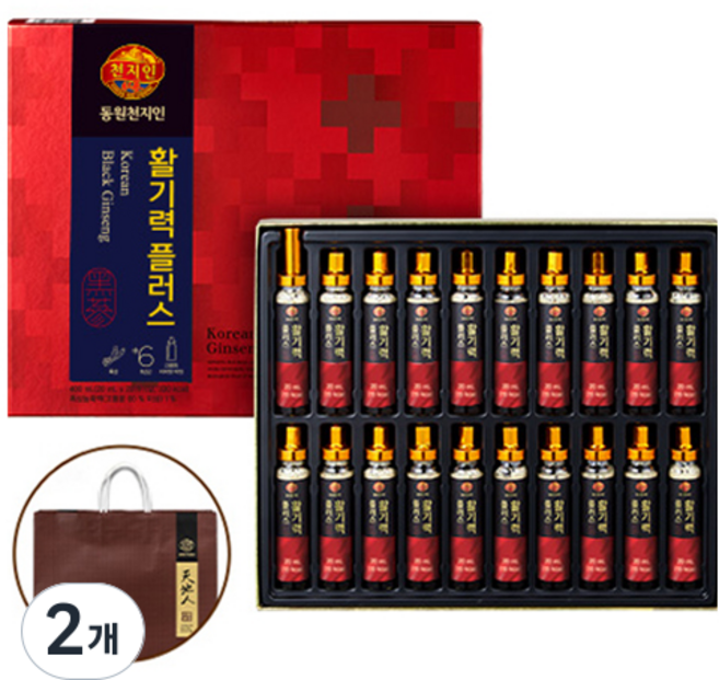 천지인 활기력 플러스 20p + 쇼핑백, 400ml, 2개