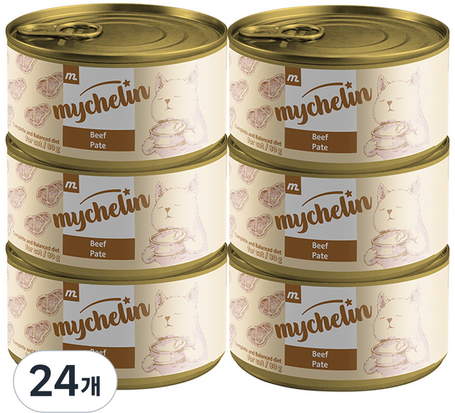 마이베프 생후3개월이후 마이슐랭 파테 고양이 습식사료, 소, 80g, 24개