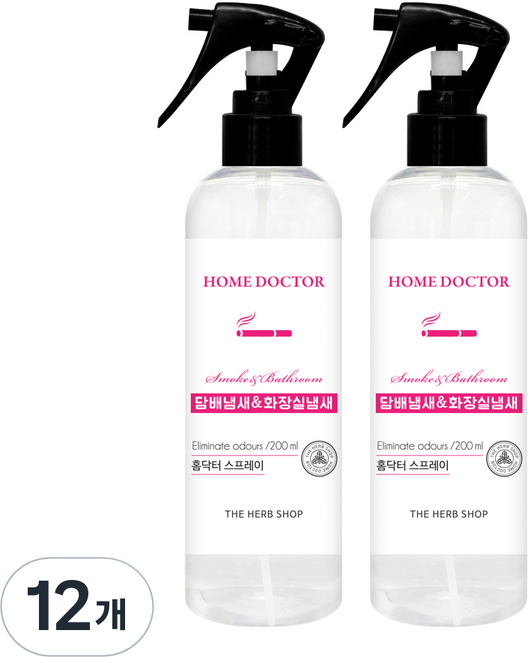 홈닥터 담배냄새 앤 화장실냄새 스프레이 섬유탈취제 본품, 200ml, 12개