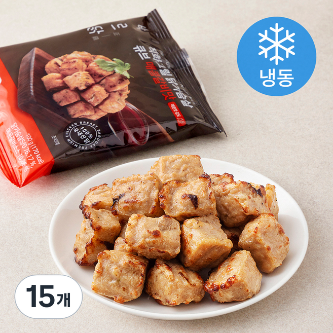 바르닭 직화그릴 닭가슴살 큐브 매콤갈비맛 (냉동), 100g, 15개