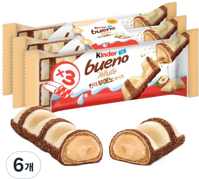 kinder 健達 Bueno 白巧克力 T2 2入, 39g, 6個