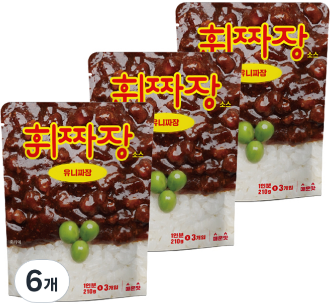 휘짜장 유니짜장 매운맛, 210g, 6개