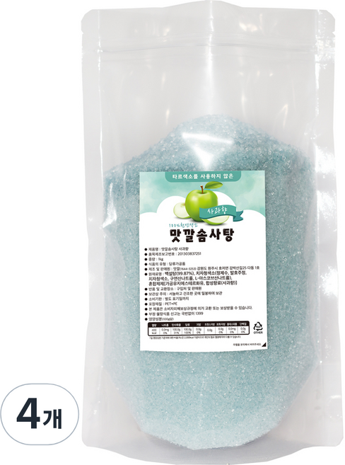 맛깔슈가 솜사탕 설탕 사과향, 1kg, 4개