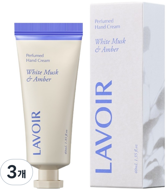 라브아 퍼퓸드 핸드크림 화이트머스크 앤 앰버, 40ml, 3개