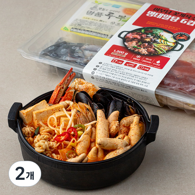 어부담 꽃게육수 명태알탕 6컵 밀키트 3~4인분, 1.2kg, 2개