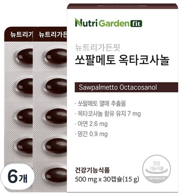 뉴트리가든 핏 쏘팔메토 옥타코사놀, 30정, 6개