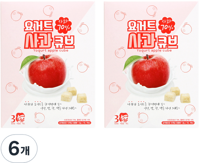 산마을 요거트 사과 큐브 1.8g x 10p, 사과 + 요거트, 6개, 18g