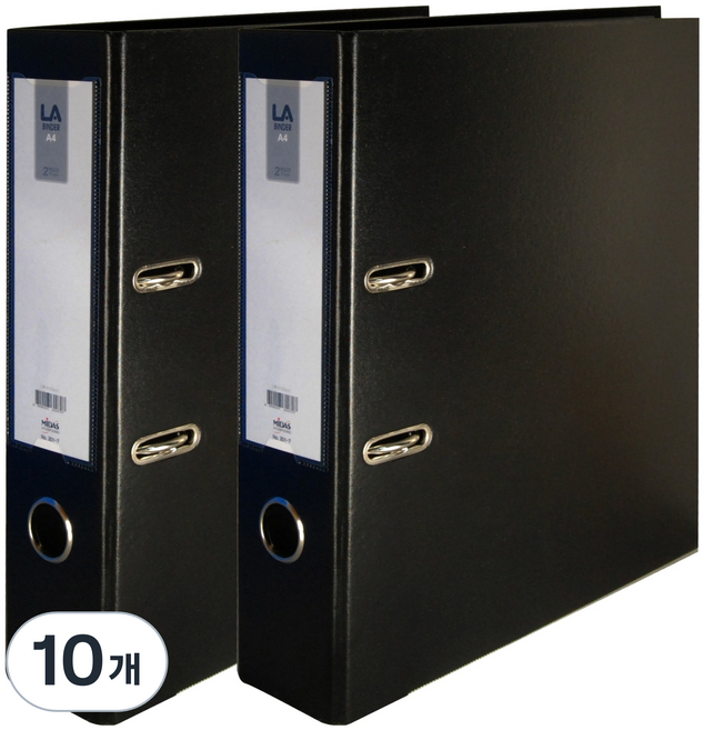 마이다스 레버아치 LA 바인더 2공 세로형 민 7cm, 흑색, 10개