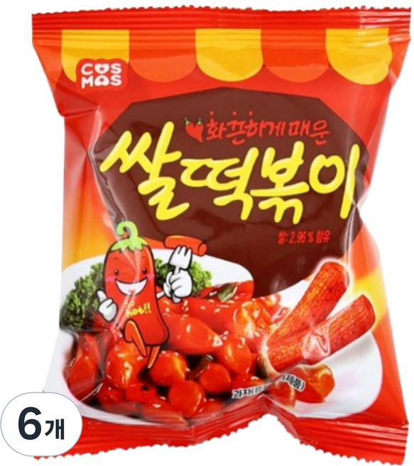 코스모스제과 어반티라노 쌀떡볶이 과자, 50g, 6개