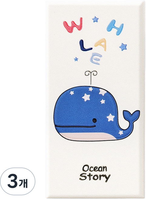 Oliwell 可愛室內裝飾貼紙 防水隔熱緩衝立體牆板, 3個, 星星鯨魚