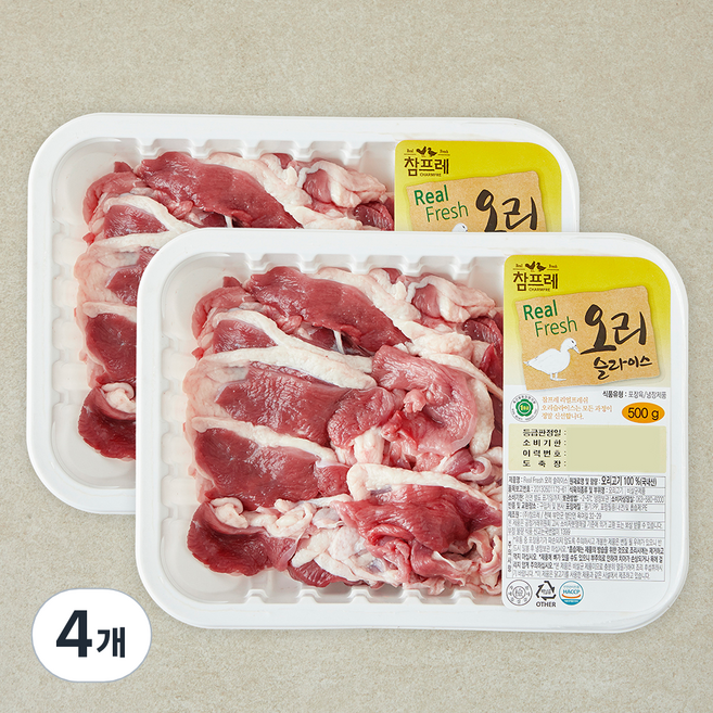 참프레 1등급 오리정육 신선슬라이스 (냉장), 4개, 500g
