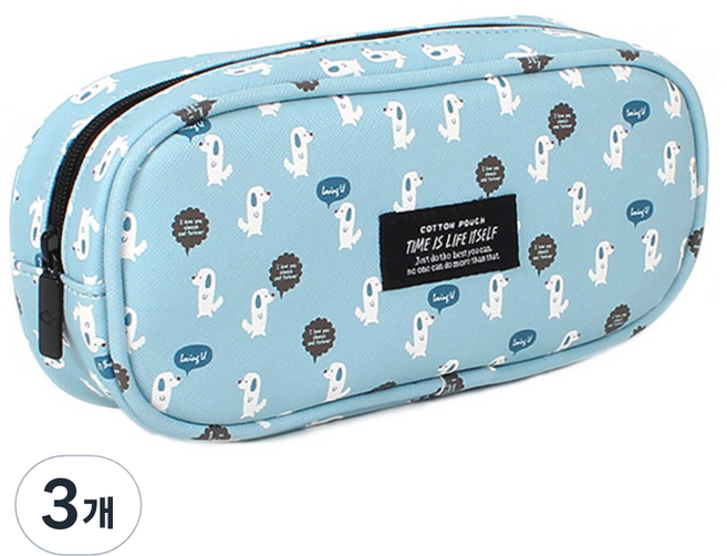 톡톡팬시 애니멀 라운드필통, 강아지(하늘), 3개