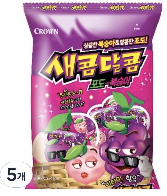 크라운 새콤달콤 포도복숭아, 200g, 5개