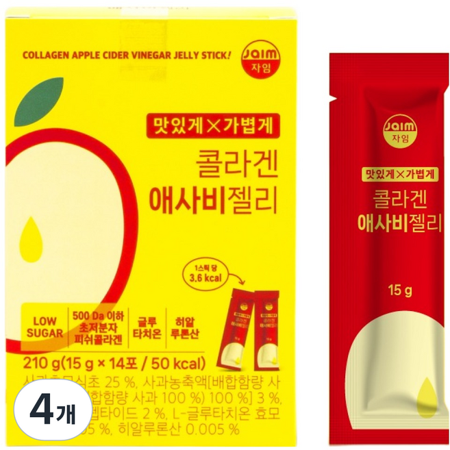 jaim 콜라겐 애사비젤리, 4개, 210g