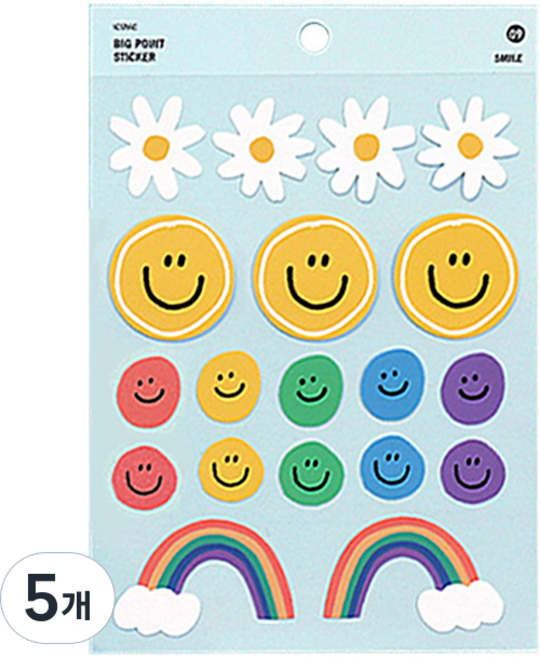 아이코닉 빅 포인트 스티커 01-12, 09 SMILE, 5개