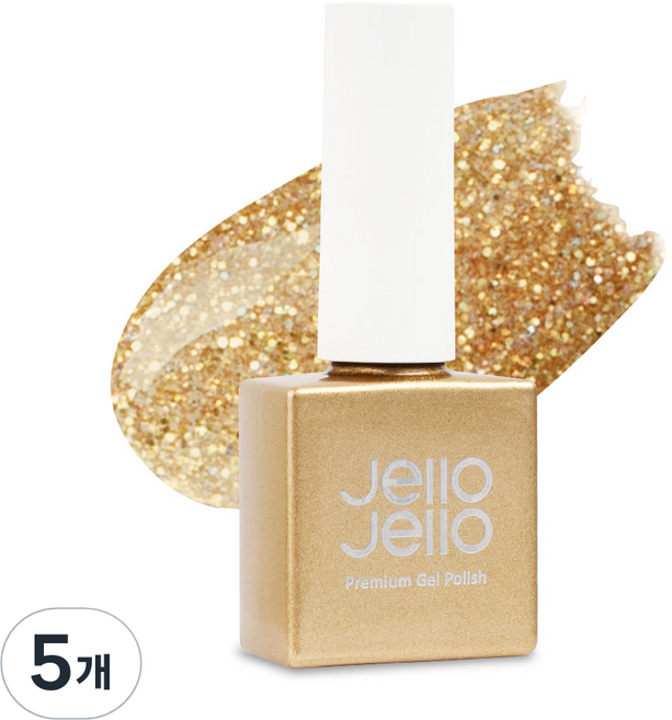 Jello Jello 頂級凝膠指甲油, JG 17 鐳射金, 10ml, 5個